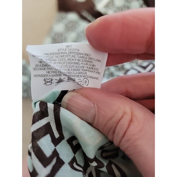 Tory Burch Women’s Blue & Brown Trim Boho Logo Print Long Sleeve Tunic 8 - Picture 11 of 12